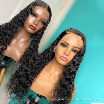 Wholesale Cheap Water Wave Raw Indian Virgin Human Hair Hd Full Transparent Glueless Lace Front Wig Human Hair For Black Women